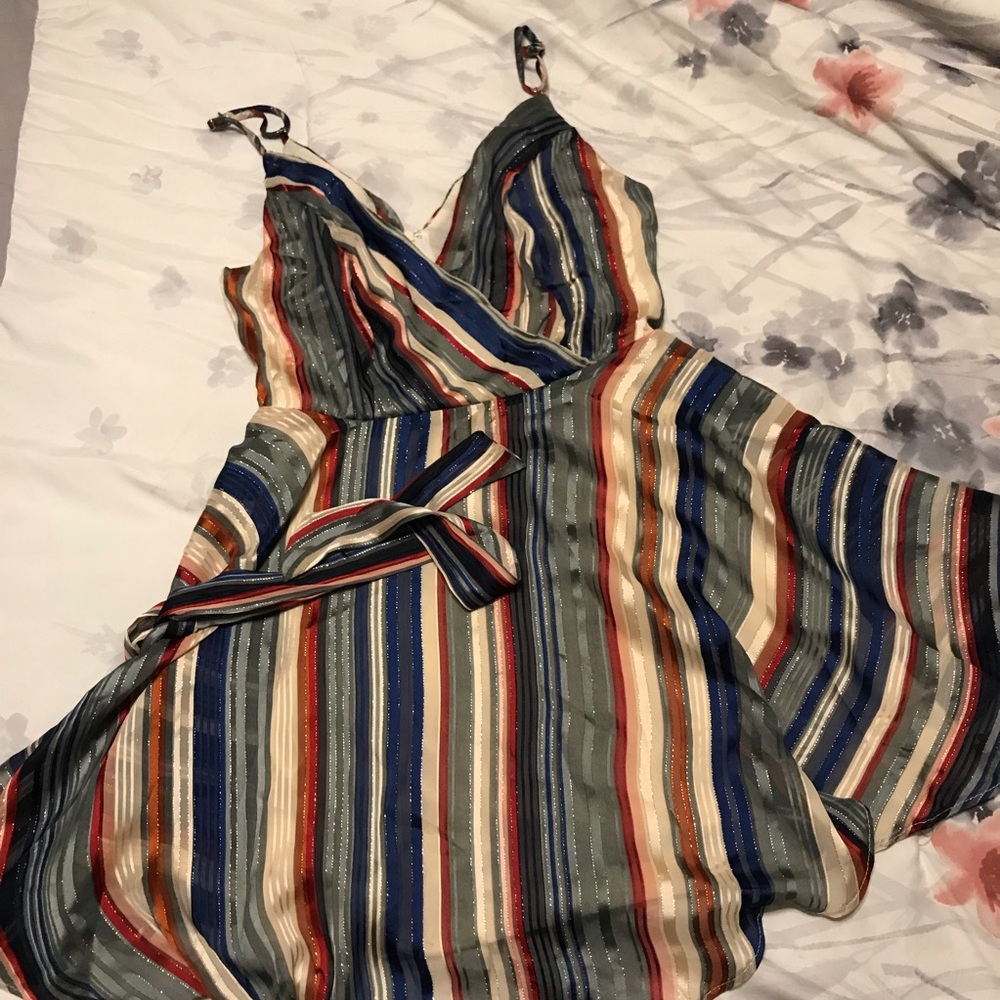 Multi Stripe Self Tie Dress